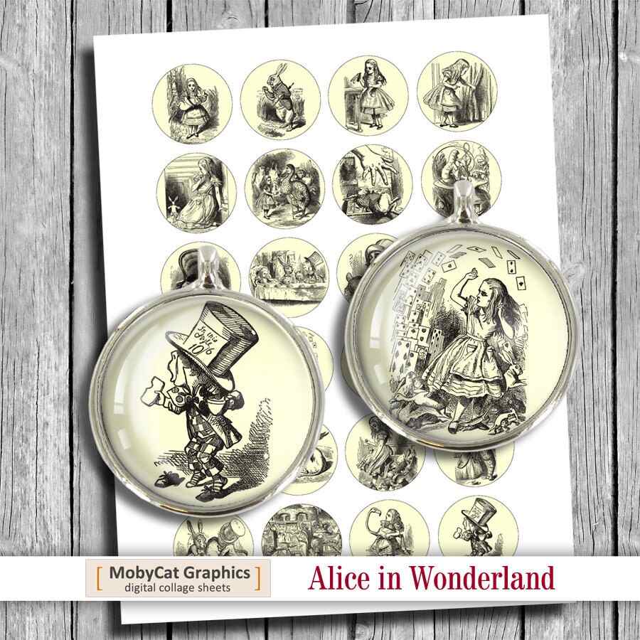 Alice in Wonderland Printable Digital Collage Sheet