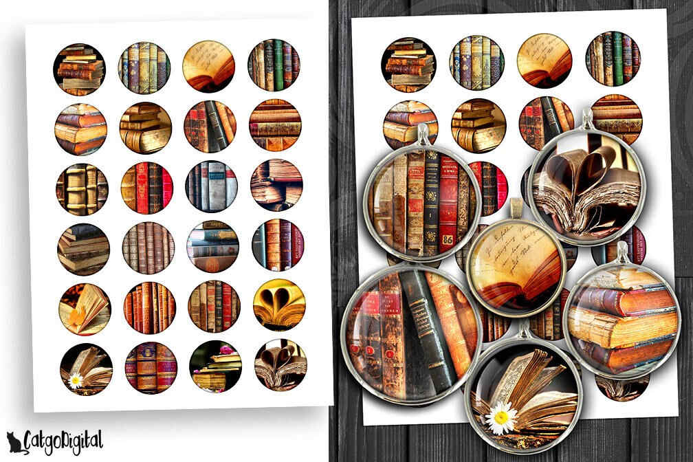 Antique Books Printable Digital Collage Sheets