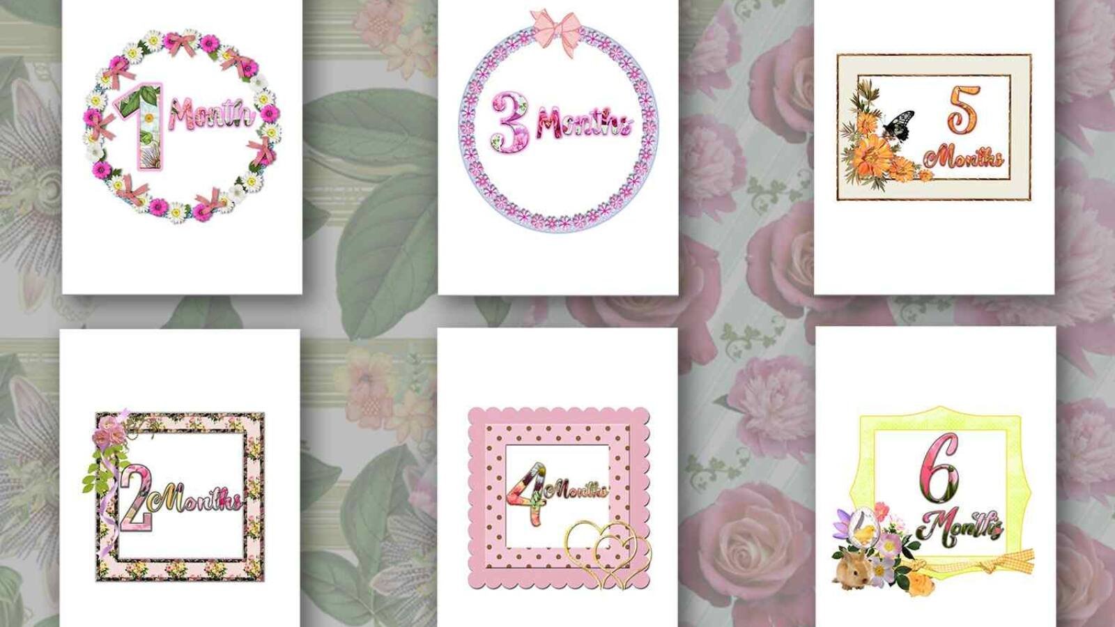 Baby Milestone Flowers Printable Cards With Months