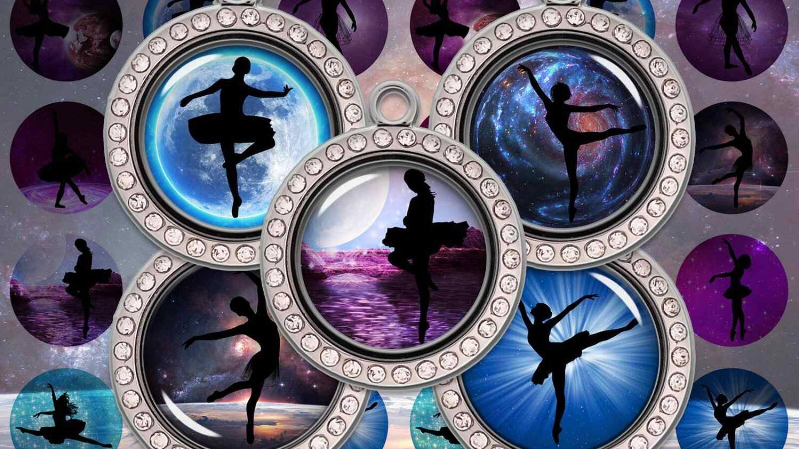 Ballerina Printable Digital Collage Sheet Ballet Circles