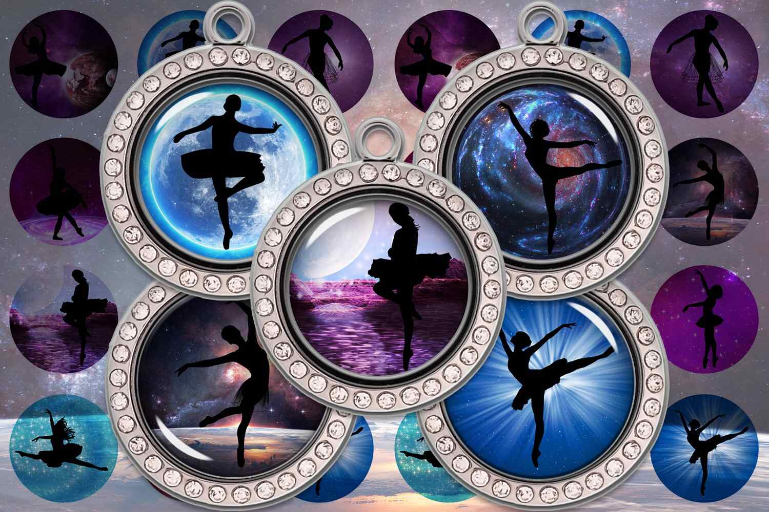 Ballerina Printable Digital Collage Sheet Ballet Circles