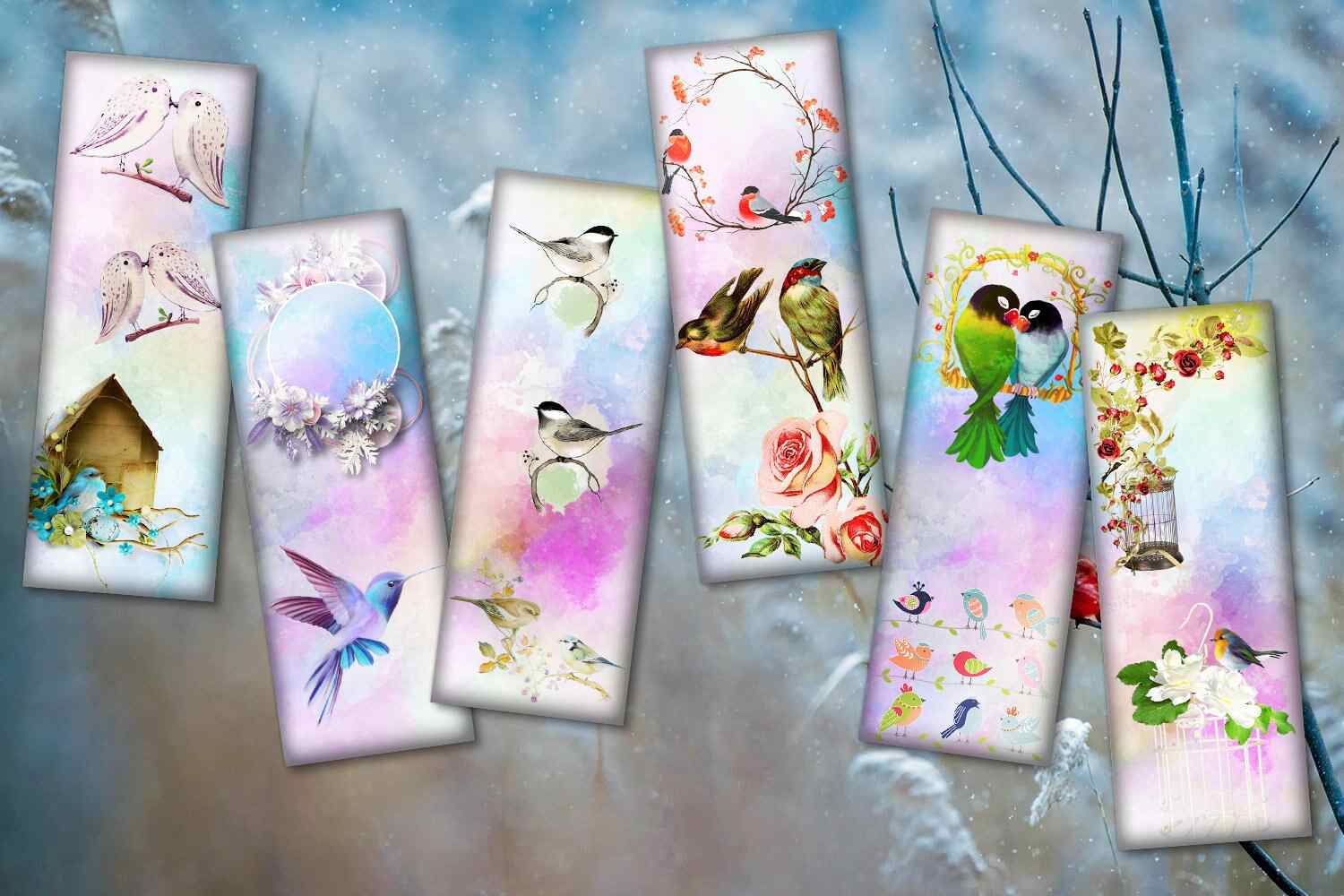 Birds and Flowers Bookmarks Printables for Bookmarks Lovers