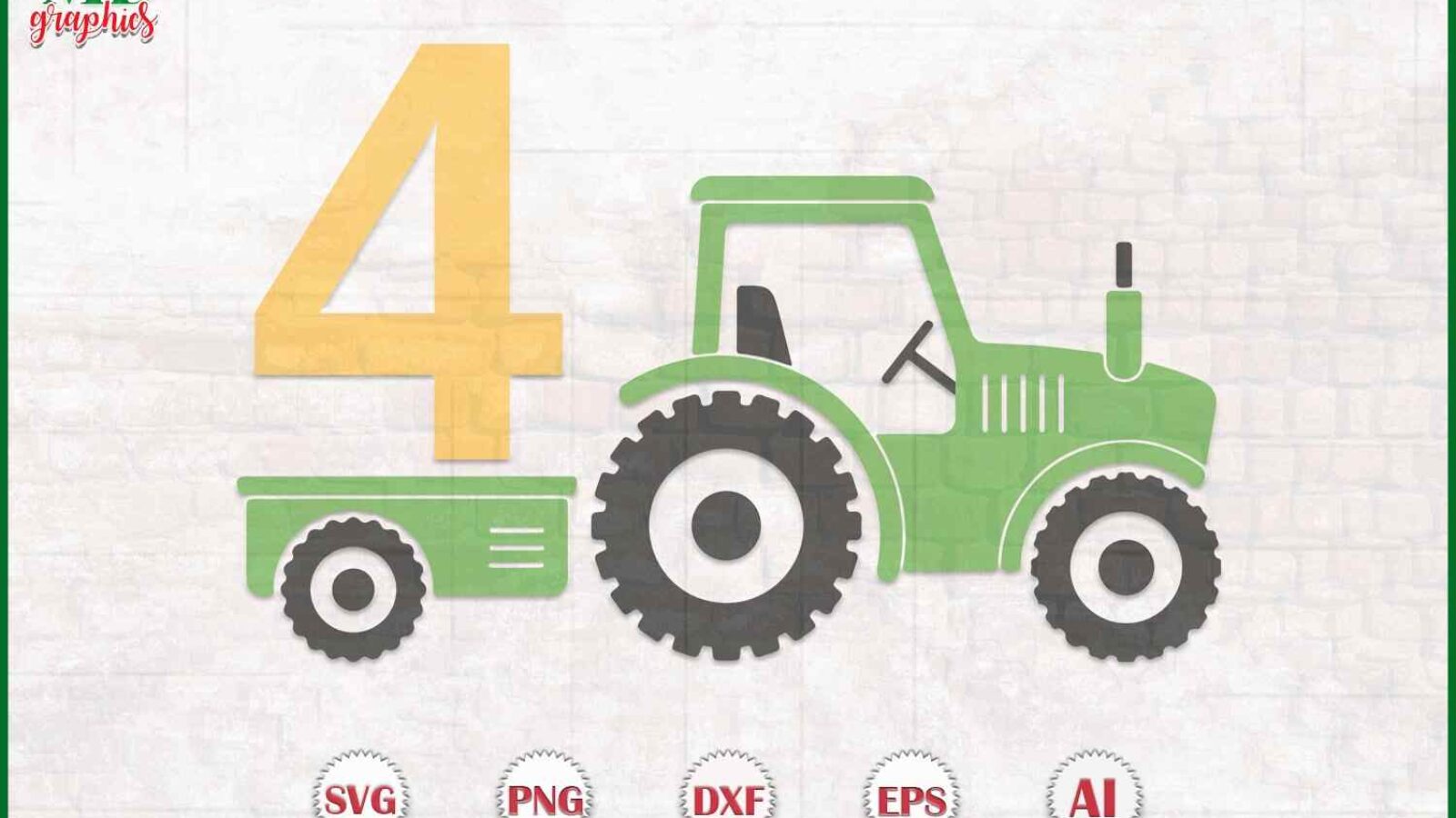 Birthday Tractor Farm With Numbers SVG File