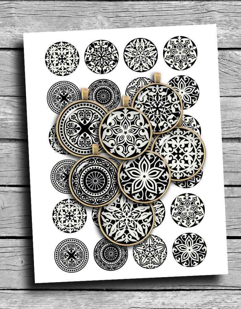 Black and White Ornaments Digital collage images