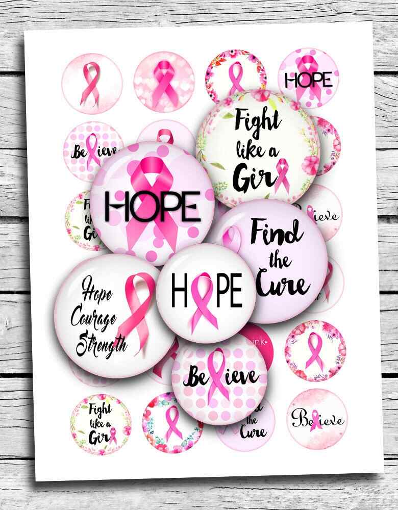 Breast Cancer Awareness circles Digital Collage Sheet