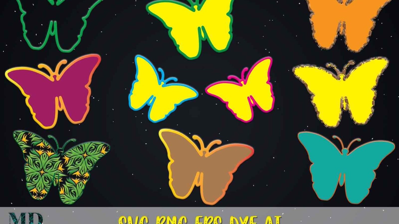 Butterflies Digital Silhouette SVG Images for Print