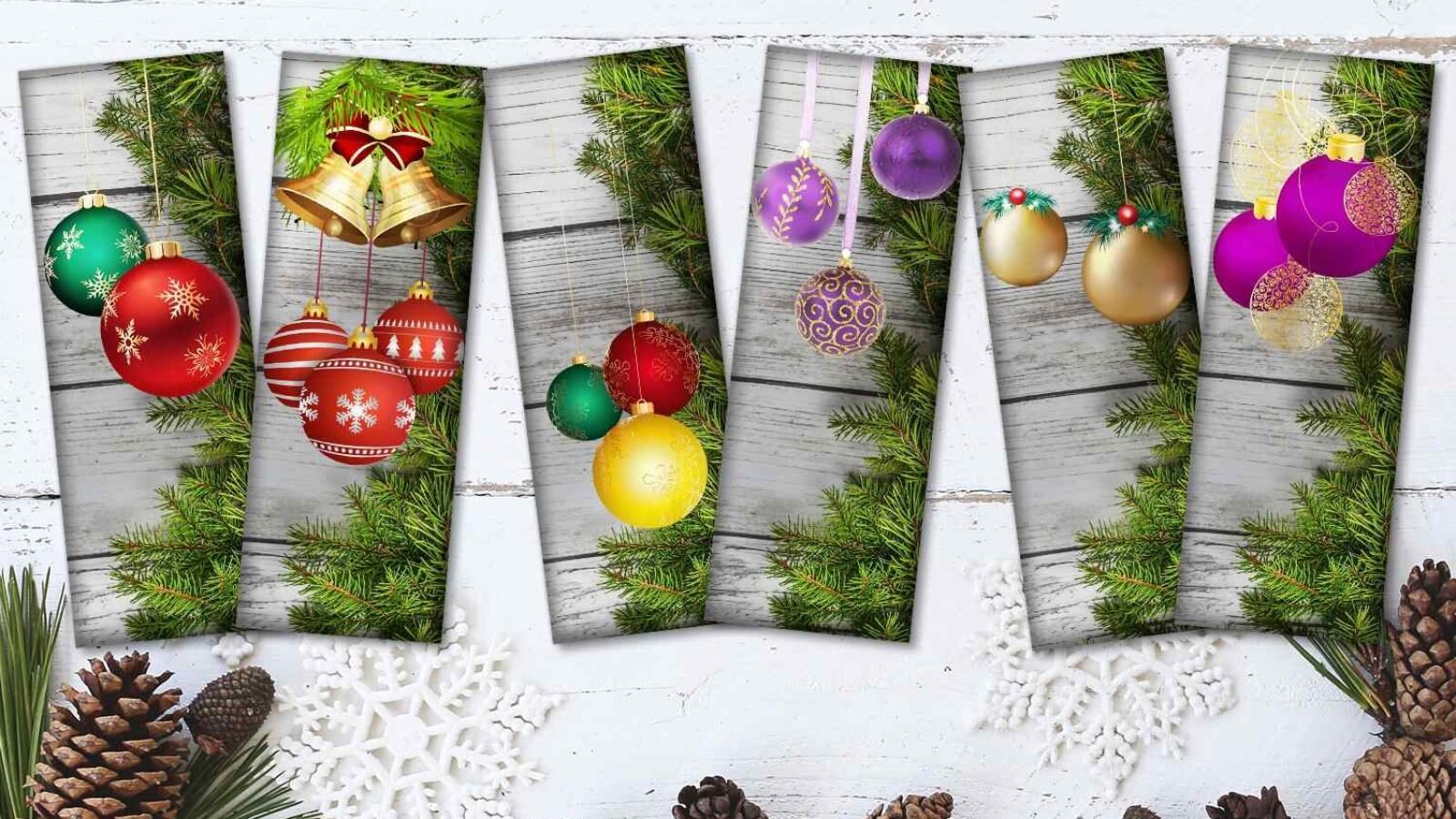 Christmas Balls Digital Bookmarks Holidays Printables