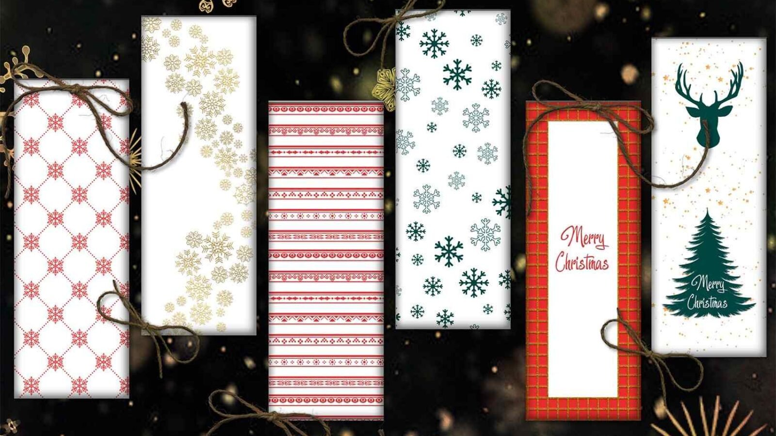 Christmas Bookmarks and Digital Christmas Cards Printable