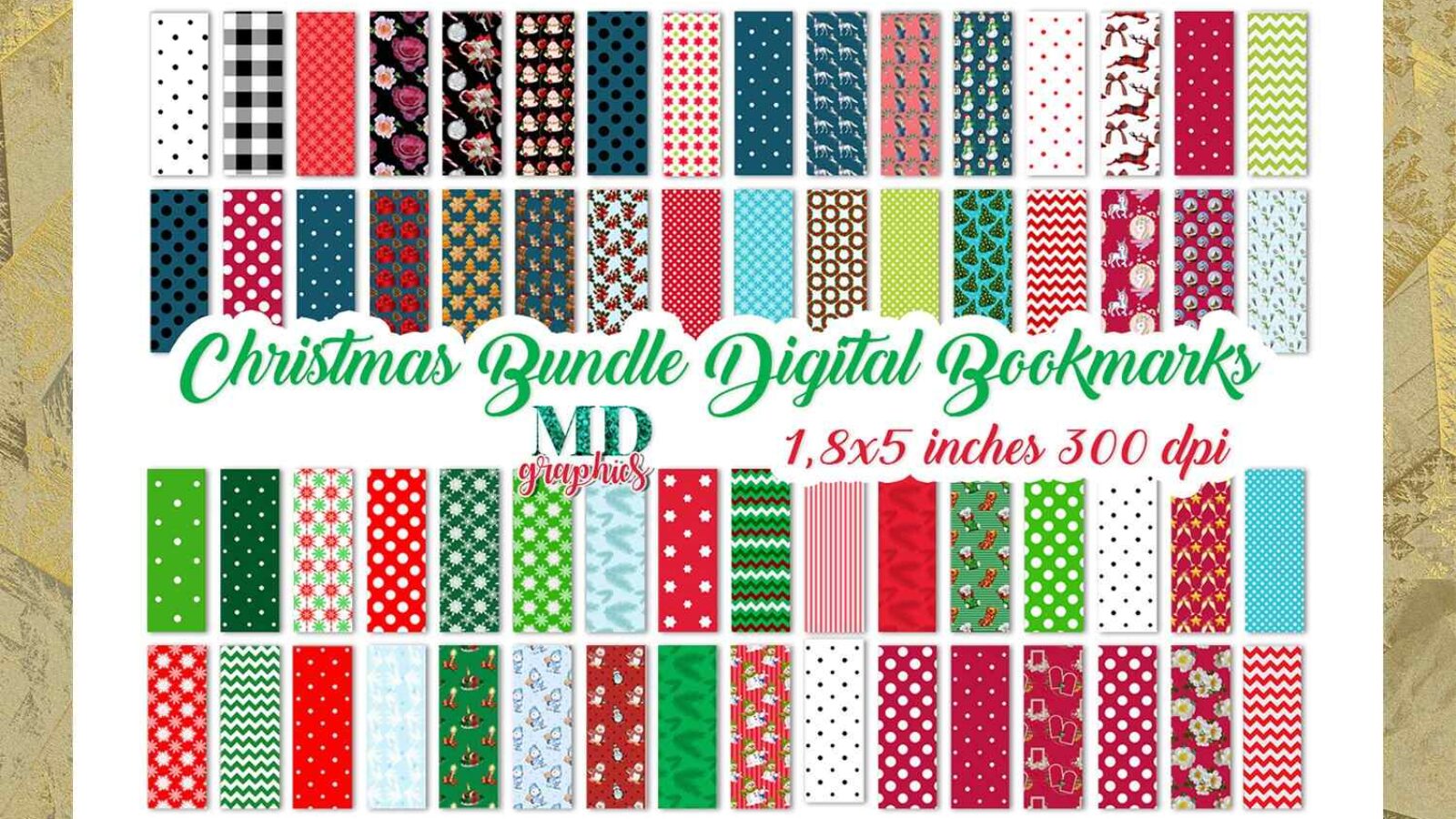 Christmas Bundle Digital Bookmarks for Printable