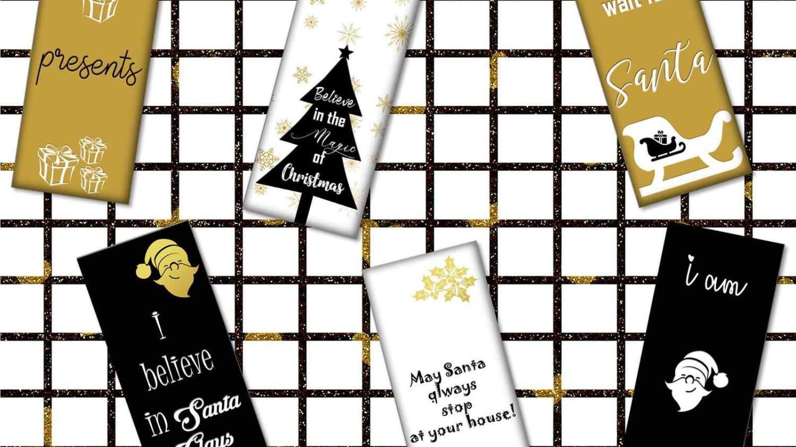 Christmas Digital Bookmarks Printable Holidays Images for Crafts