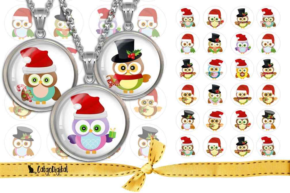 Christmas Owls Printable Circles