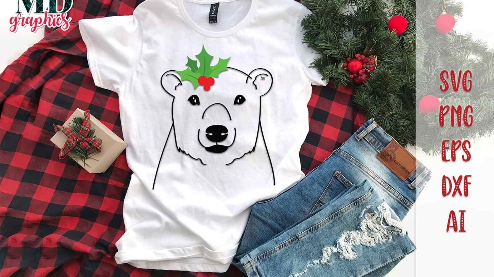 Christmas Polar Bear SVG Holiday Animal Vectors