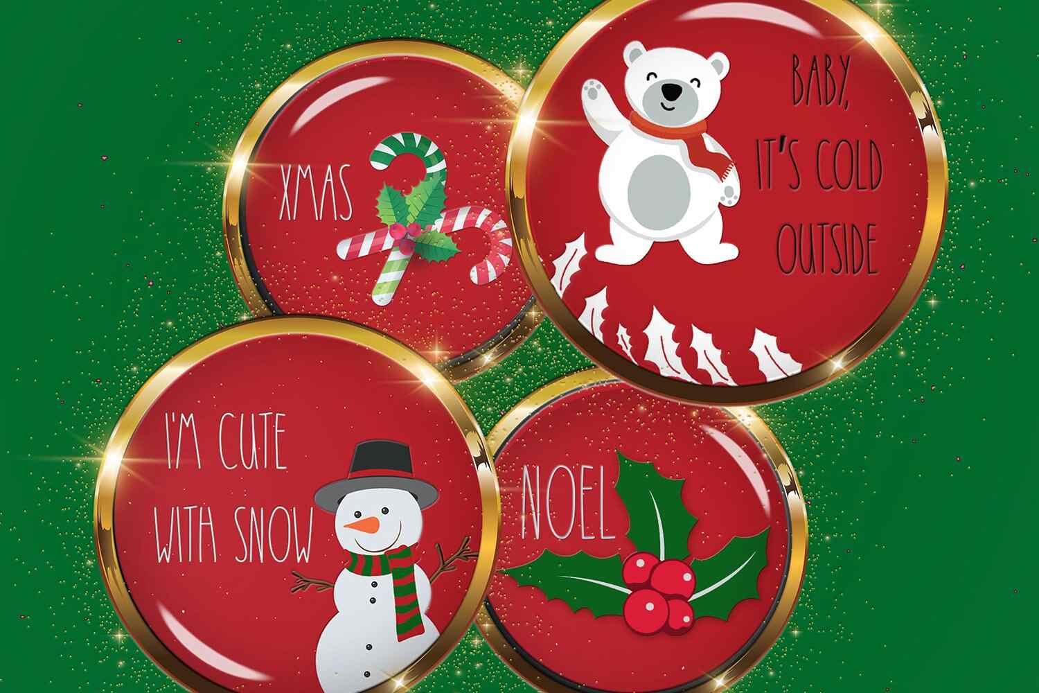 Christmas Quotes Digital Collage Sheet Circle Images