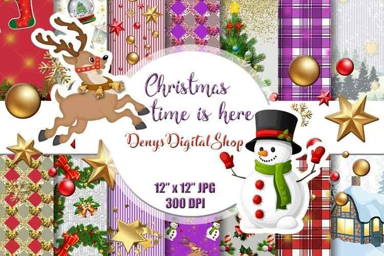 Christmas Scrapbook Papers Holidays Digital Printable