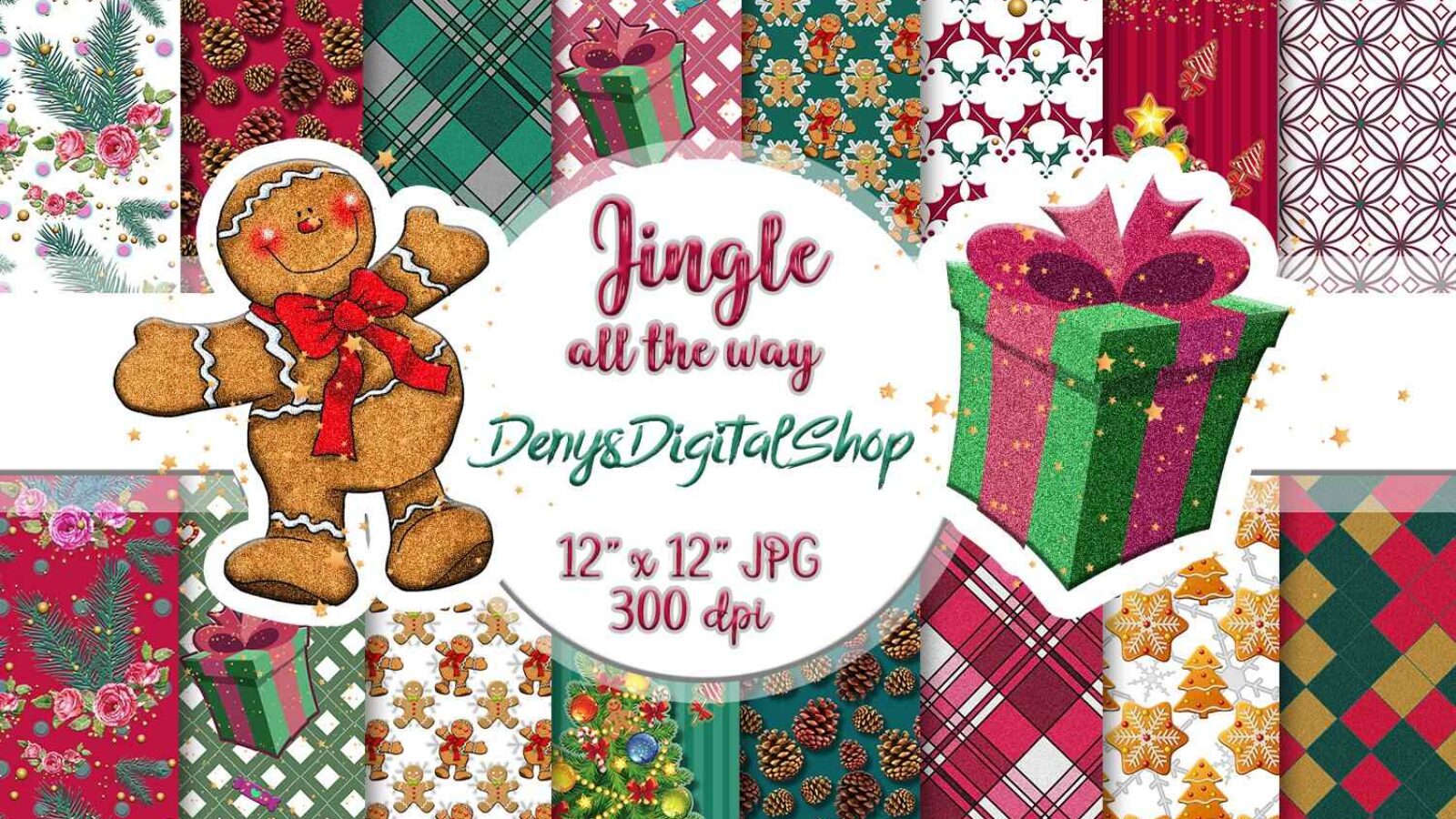 Christmas Scrapbook Papers Jingle all the way Papers
