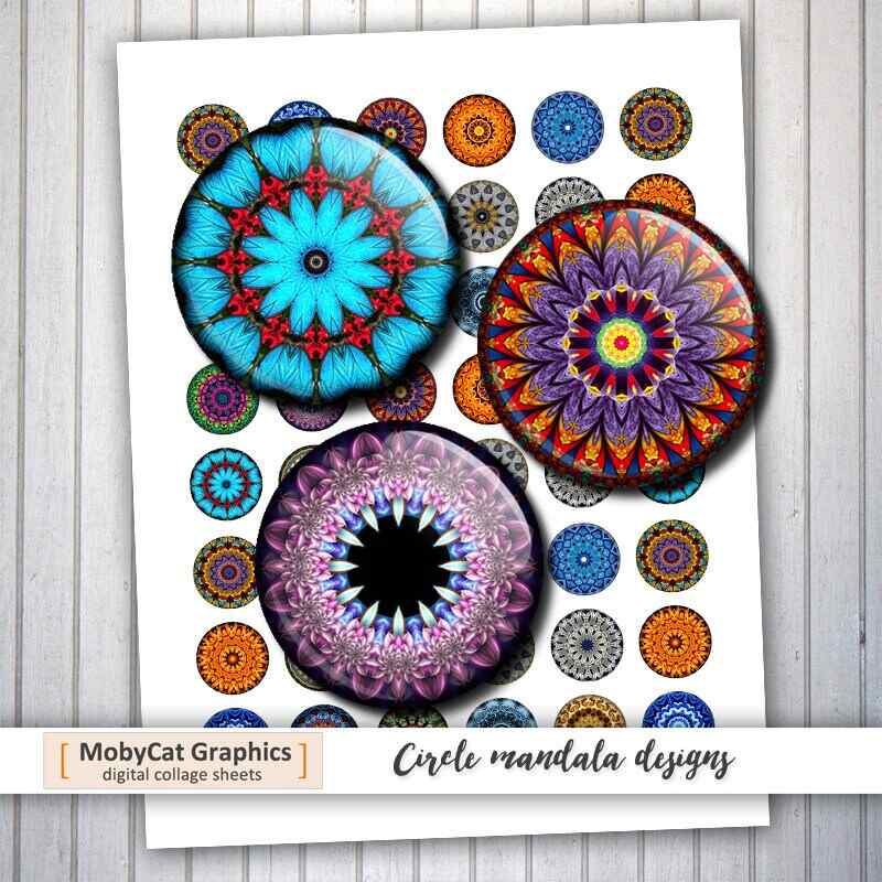 Circle Mandala Designs Printable Digital Collage Sheet