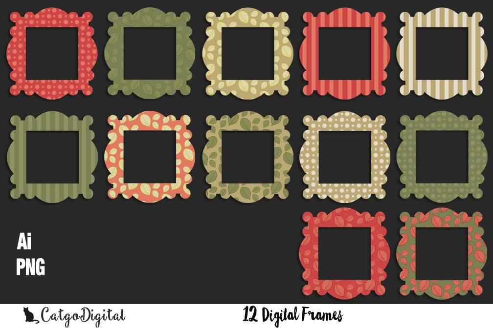 Clip Art Scalloped Frames Digital PNG Ai