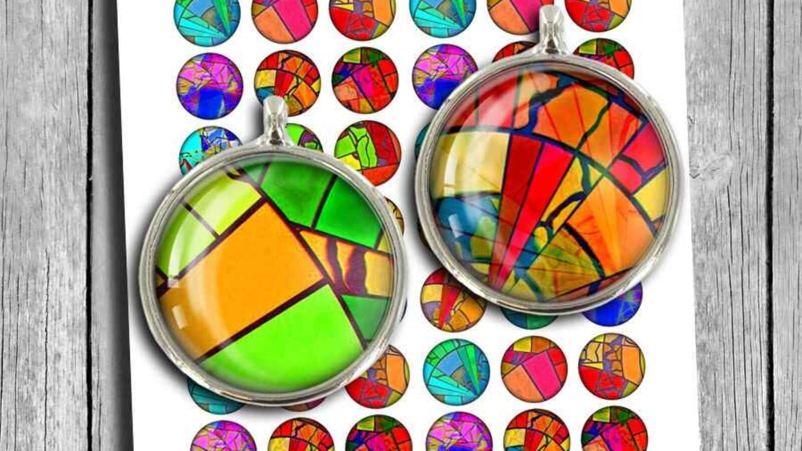 Color Abstract Circles Digital Collage Sheet