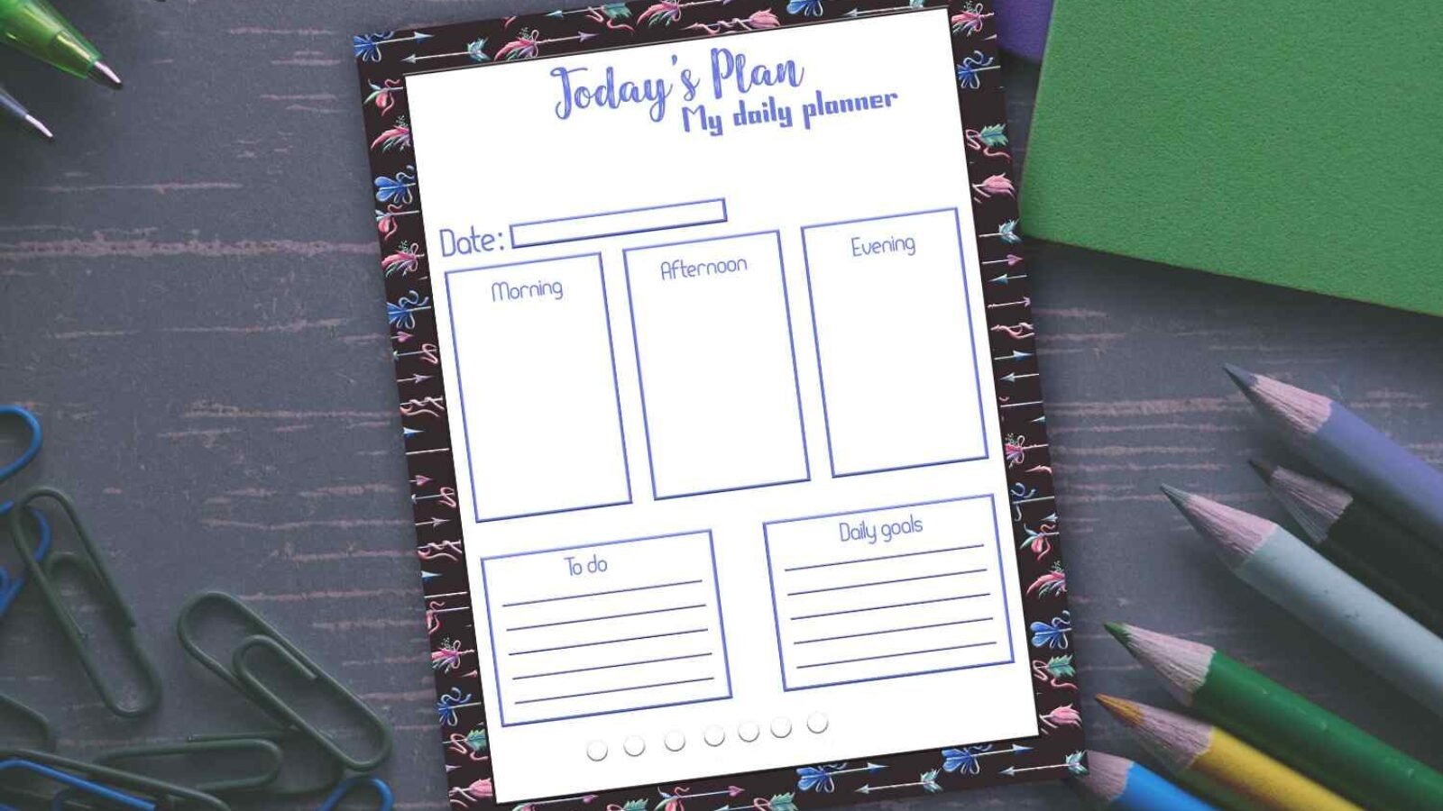 Daily Planner Arrows Interesting Planners Mockup Printable