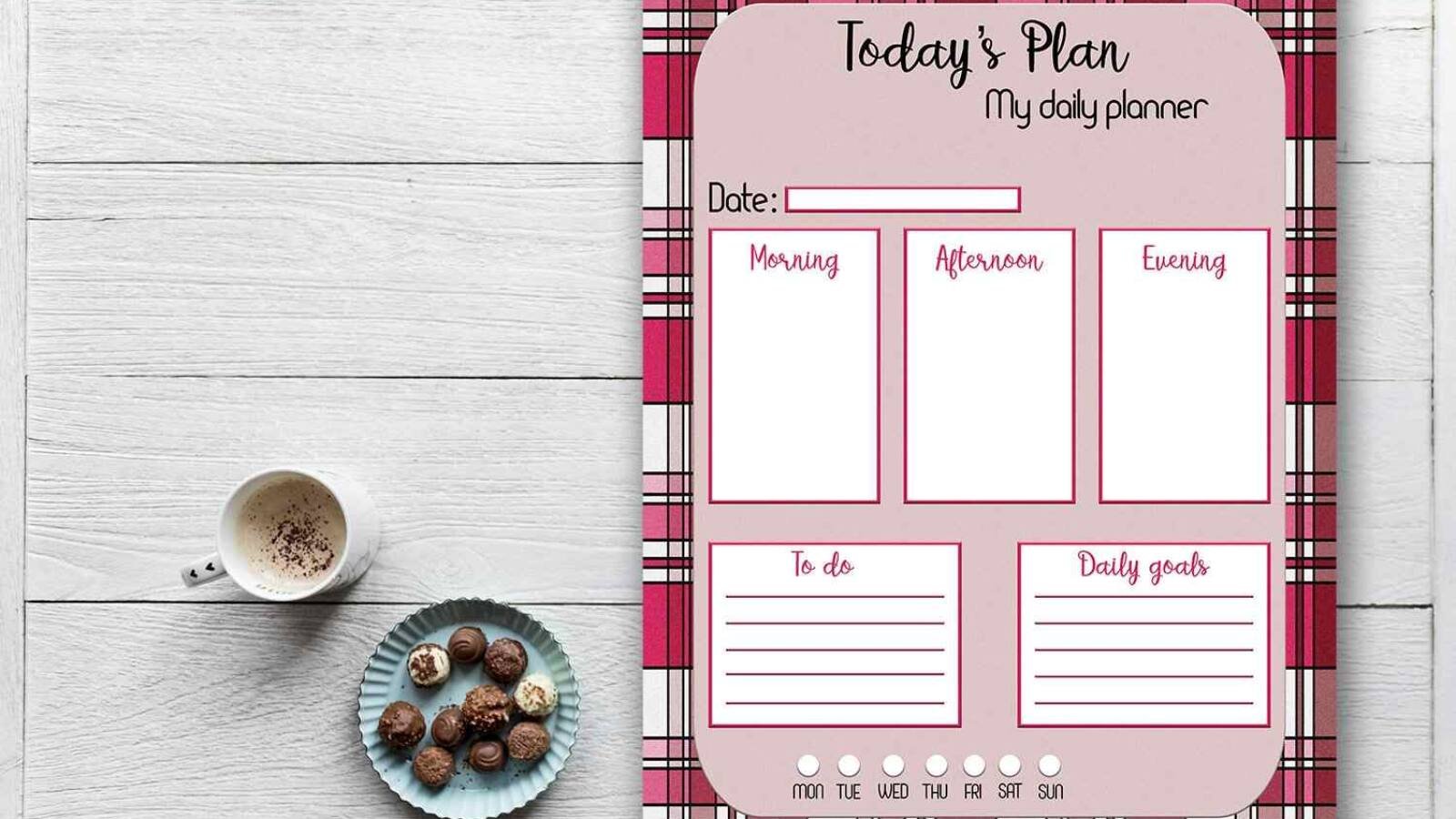 Daily Planner Striped Digital Planner Mock up for Printable