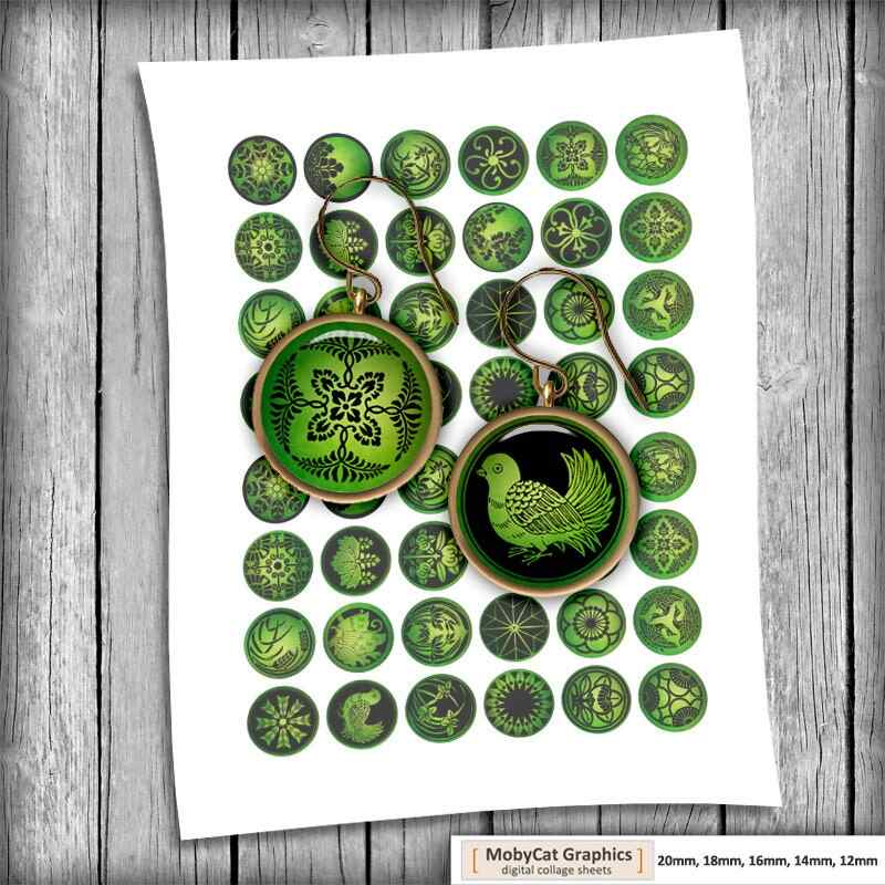 Digital Collage Sheets Japanese art Printable Circle images