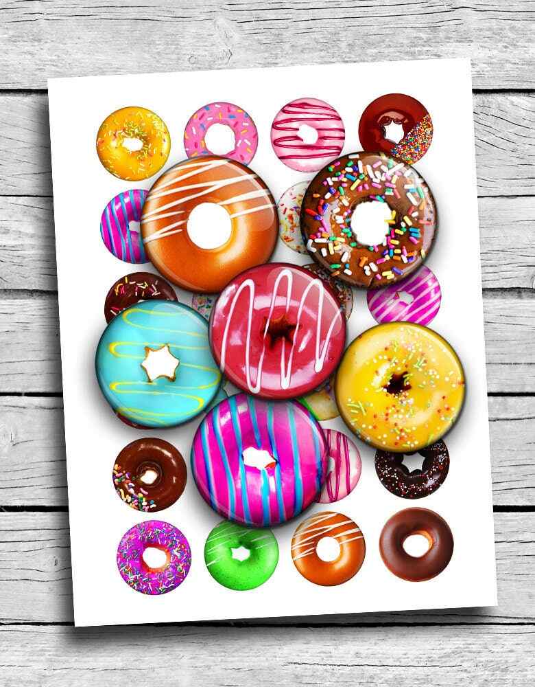 Donuts Rounds Digital Collage Sheet Printable Download