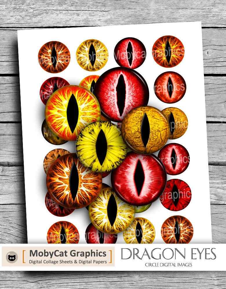 Dragon Eyes Printable Circles Slit Eye Digital Collage Sheet