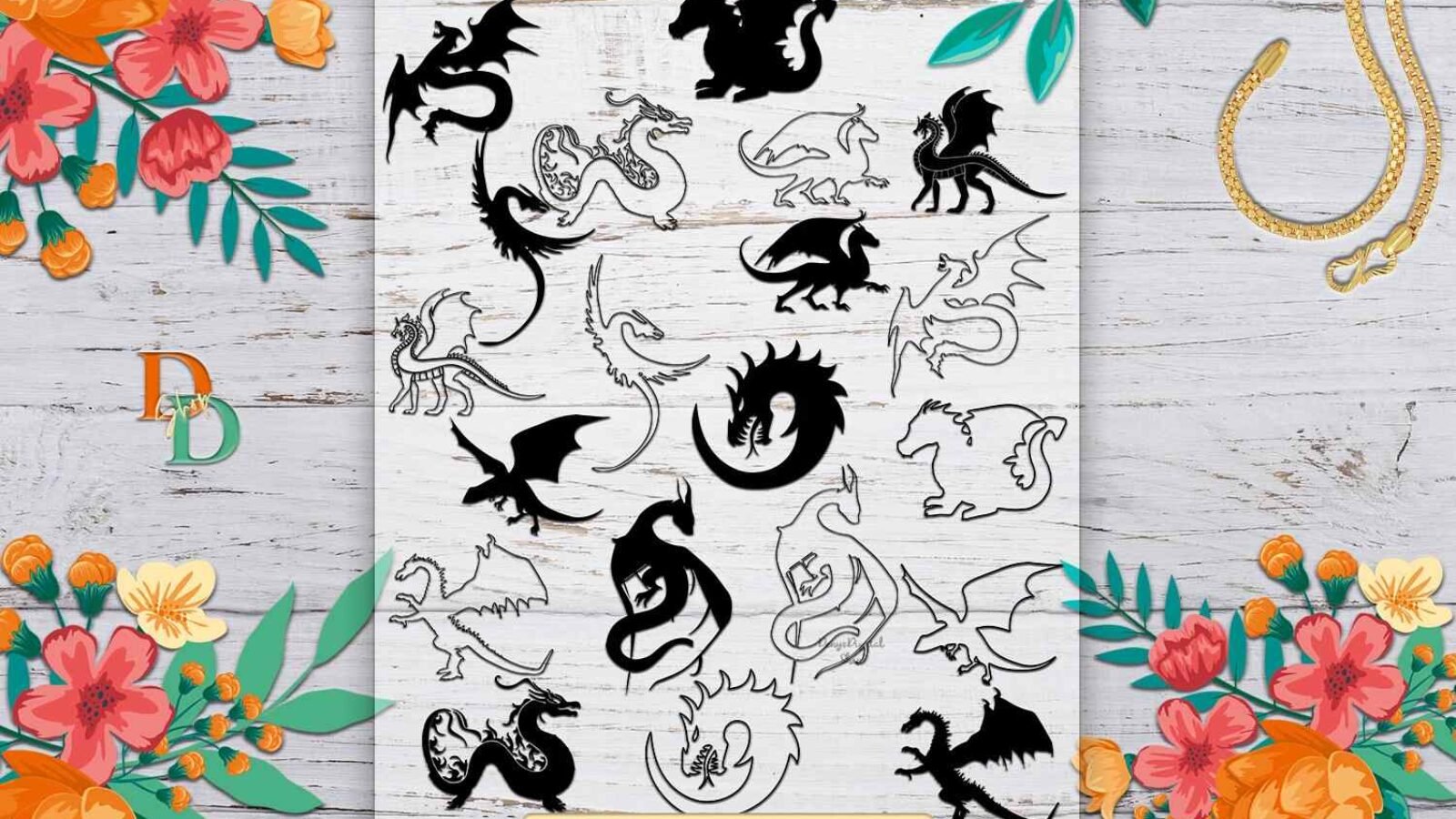 Dragon Zentangle SVG Dragon Silhouette SVG Dragon PNG