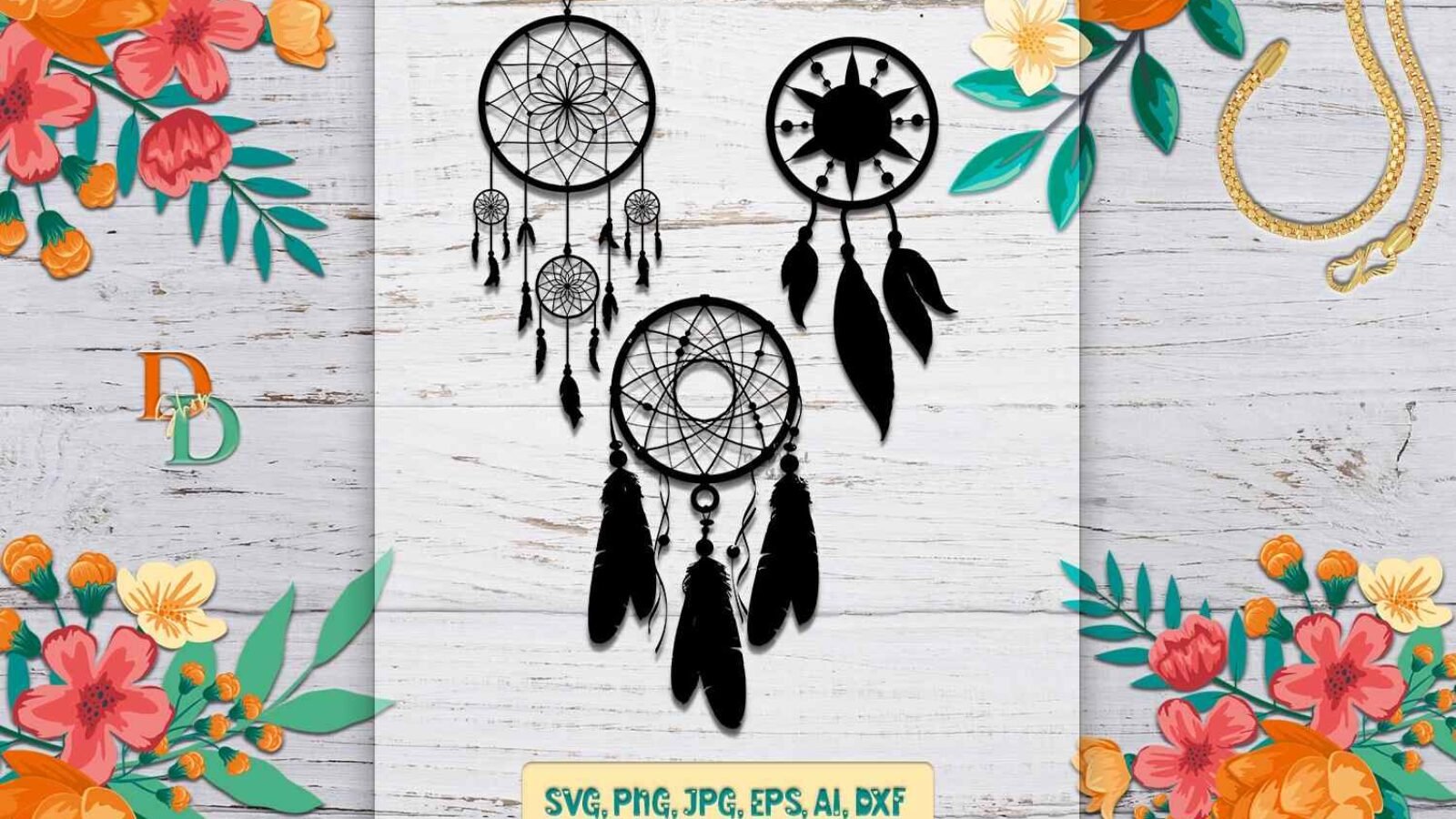 Dream Catcher SVG Boho SVG Elements for Cutting Machine