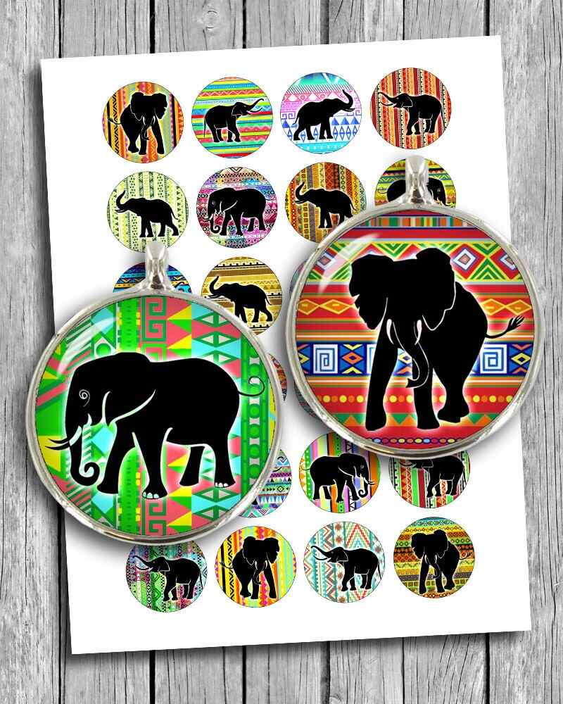 Elephant Silhouettes Circle Images