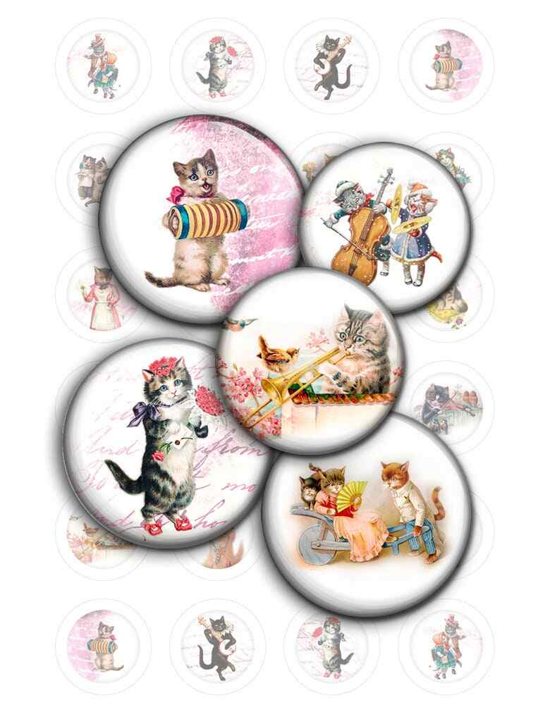 Ephemera Cats Anthropomorphic Cats Digital Collage Sheet