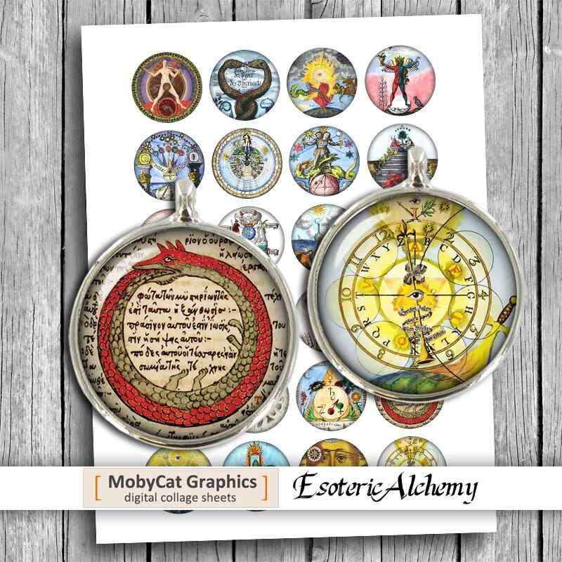 Esoteric Alchemy Symbols Digital Collage Sheet