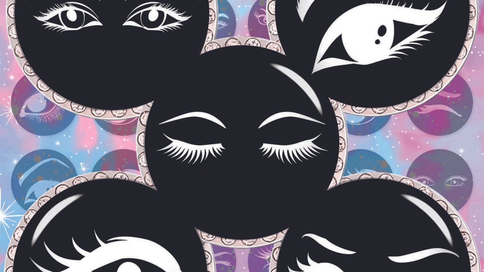 Eyelashes Round Silhouettes Digital Collage Sheet