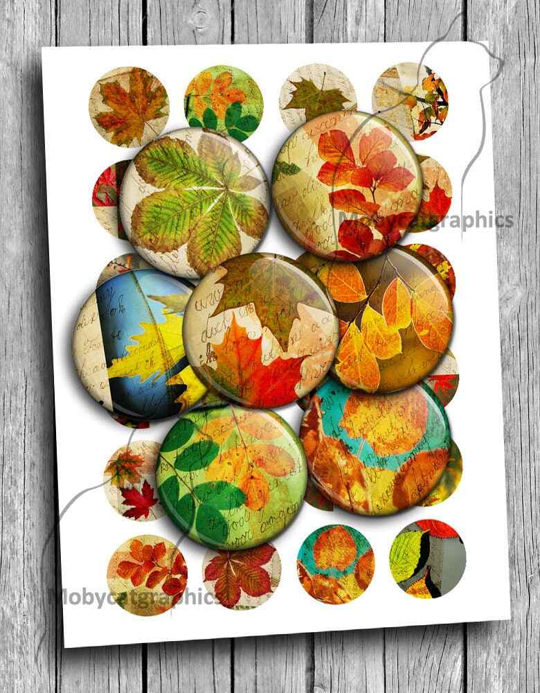 Fall Leaves Circle Printable Pendant Images