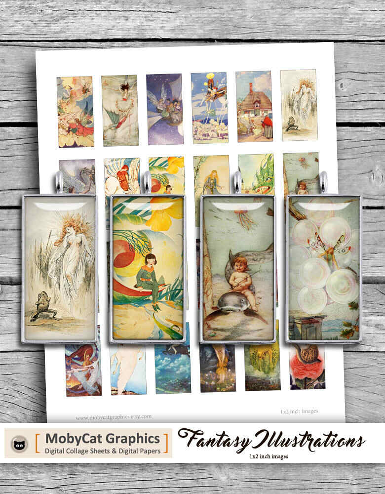 Fantasy Illustrations Printable Digital Collage Sheet