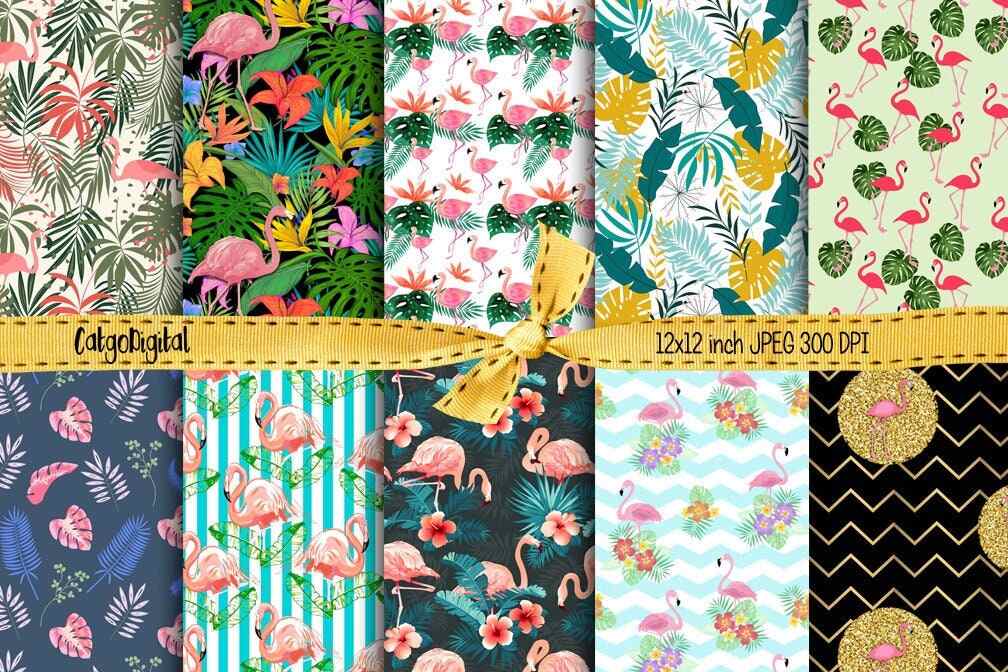 Flamingos papers for Scrapbooking