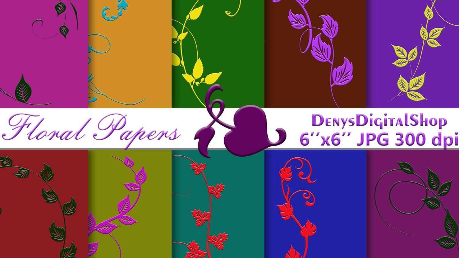 Floral Digital Scrapbooking Papers Pack for Printable