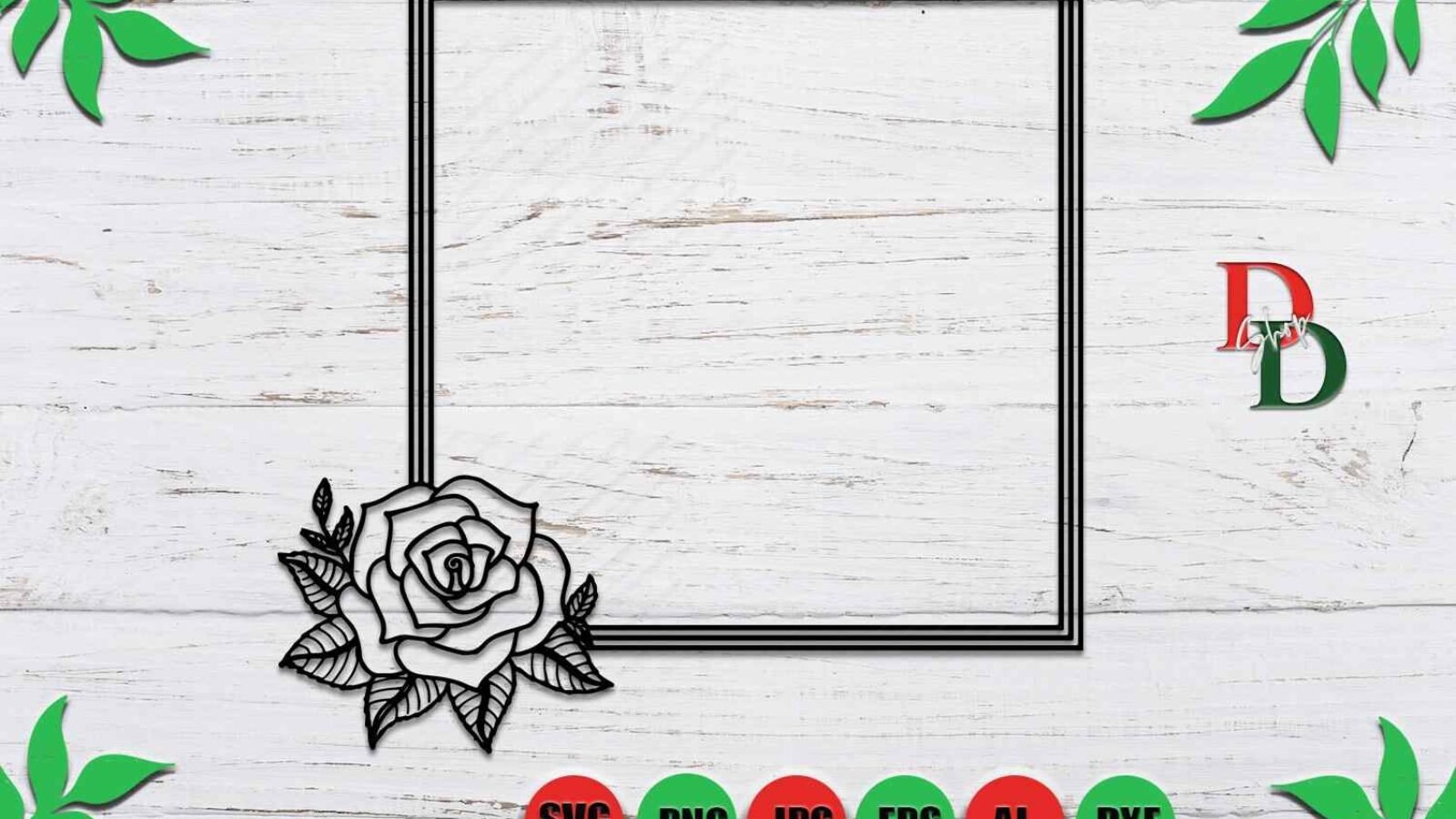 Flower Frame SVG File Monogram Frame SVG Flower Border SVG