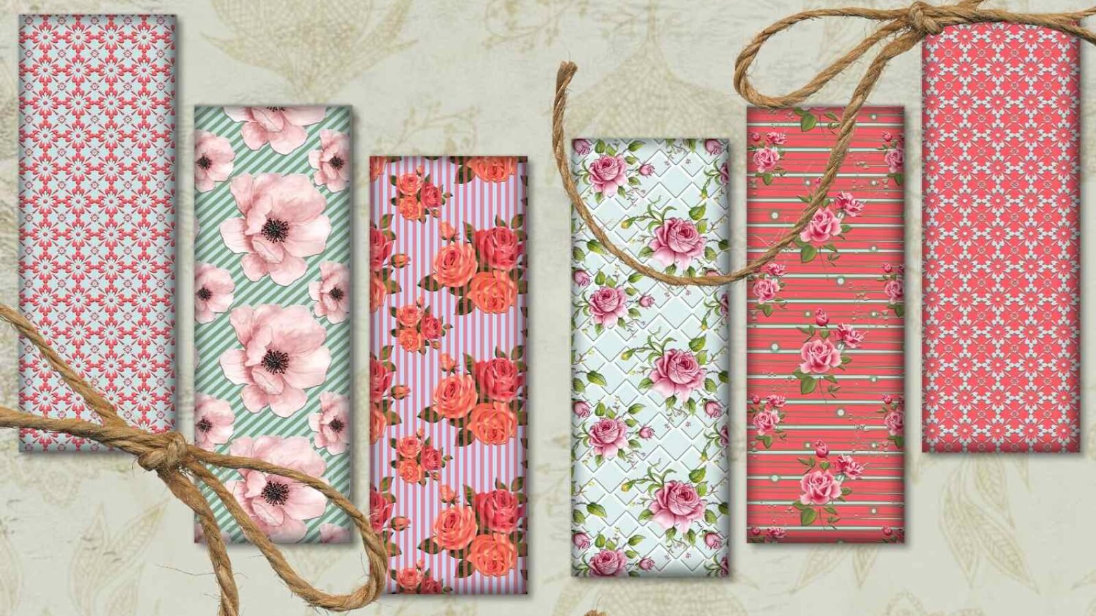 Flowers Digital Bookmarks Printables for Bookmarks Lovers