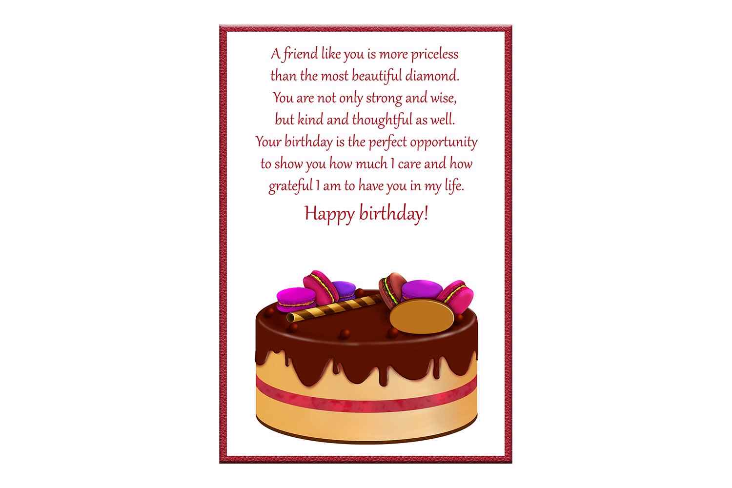 Friends Card Happy Birthday Card Cake for Printable