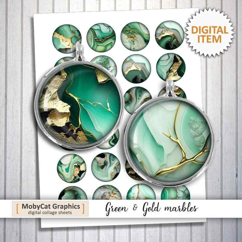 Green and Gold Marbles Circle Images