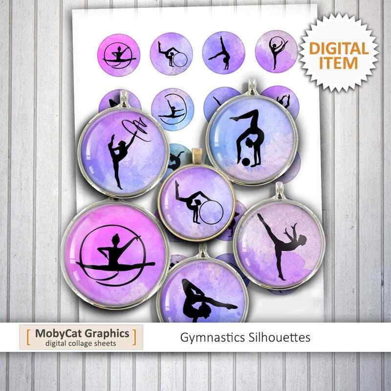 Gymnastic Silhouettes Printable Circle Images