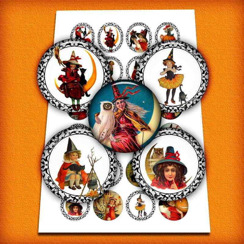 Halloween Bottle cap Circle Images Digital Collage Sheet