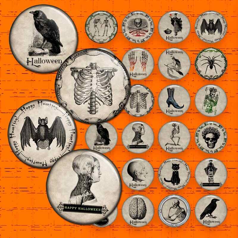 Halloween Round Images Printable Collage Sheet