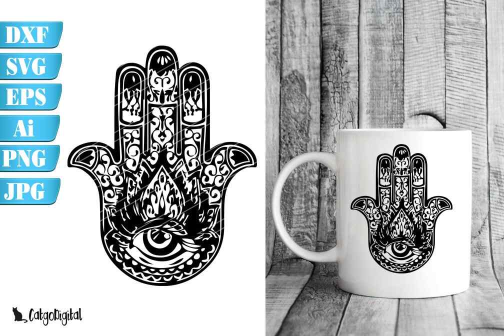 Hamsa Hand the Hand of Fatima SVG PNG EPS JPEG DXF AI