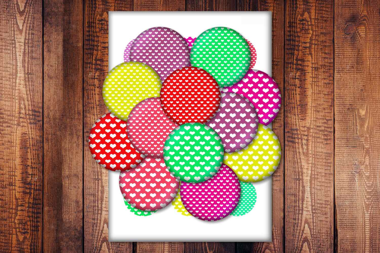 Heart Bottlecaps Digital Collage Sheet Circle Printables