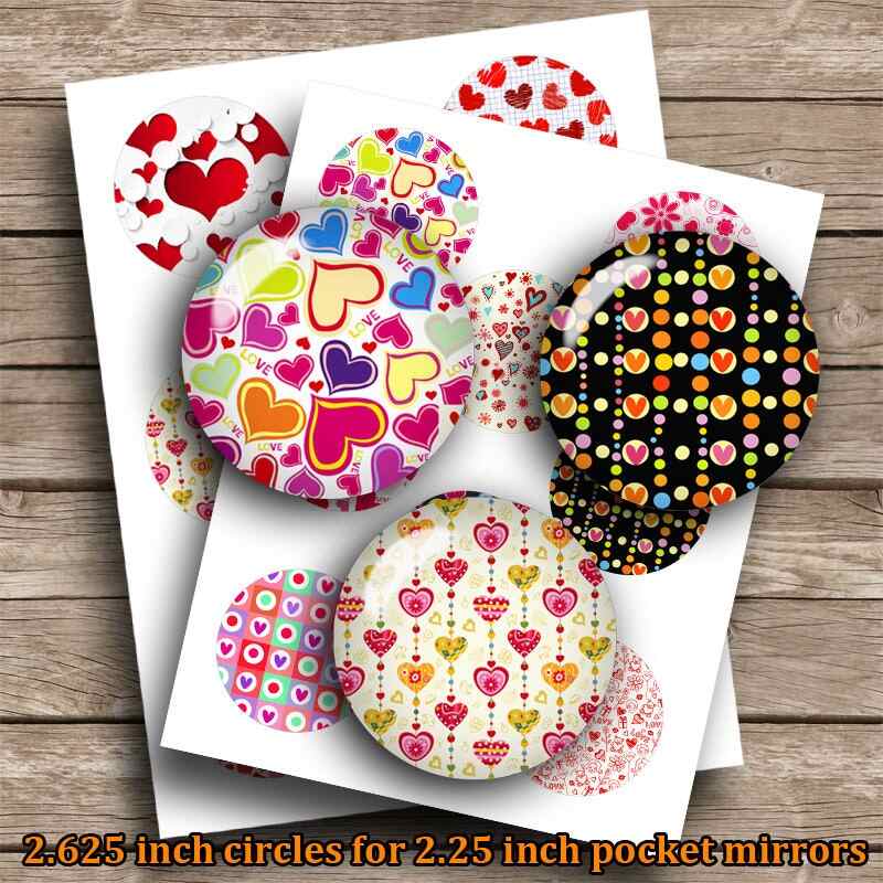 Heart Patterns Pinback button Images Digital Collage Sheet