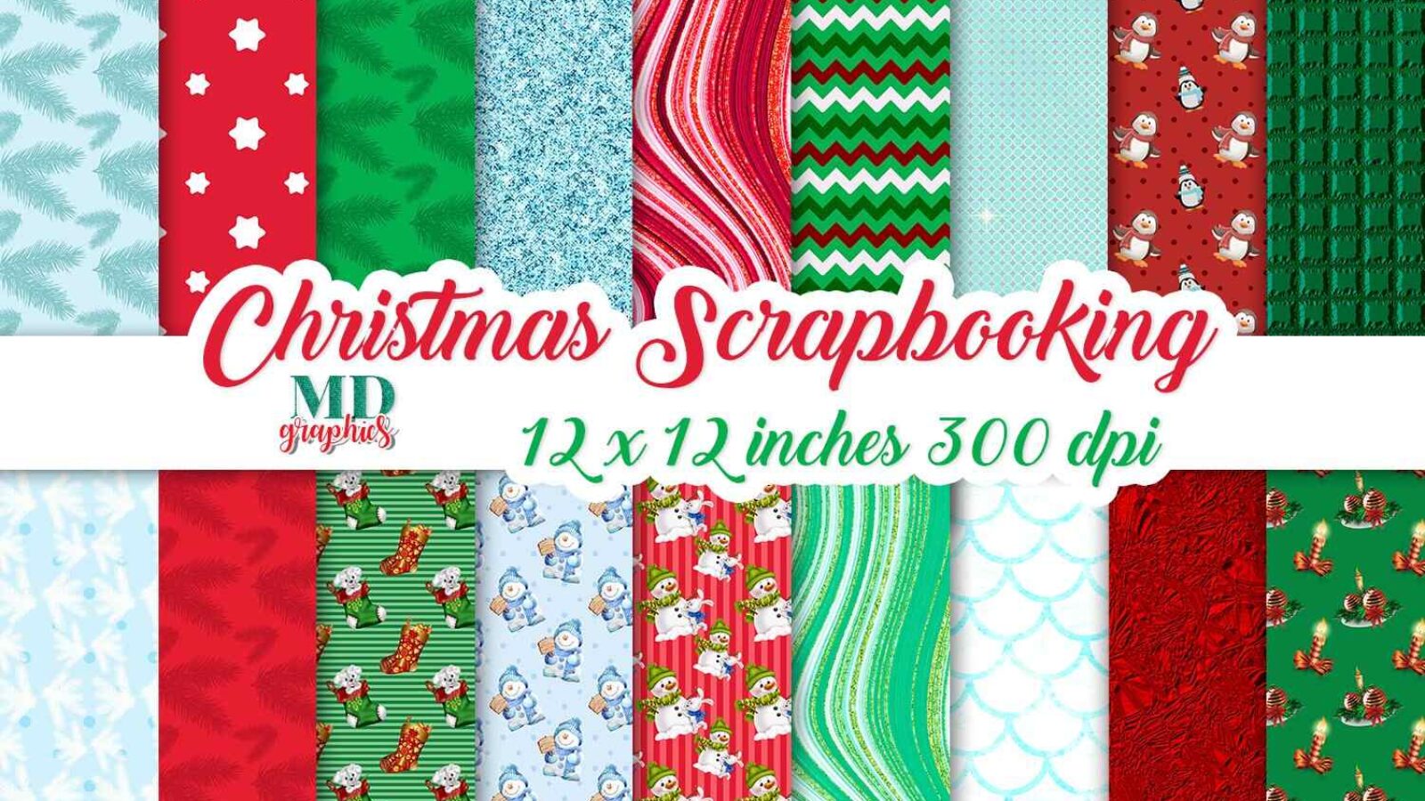 Holiday Patterned Papers Christmas Scrapbooking and Textures