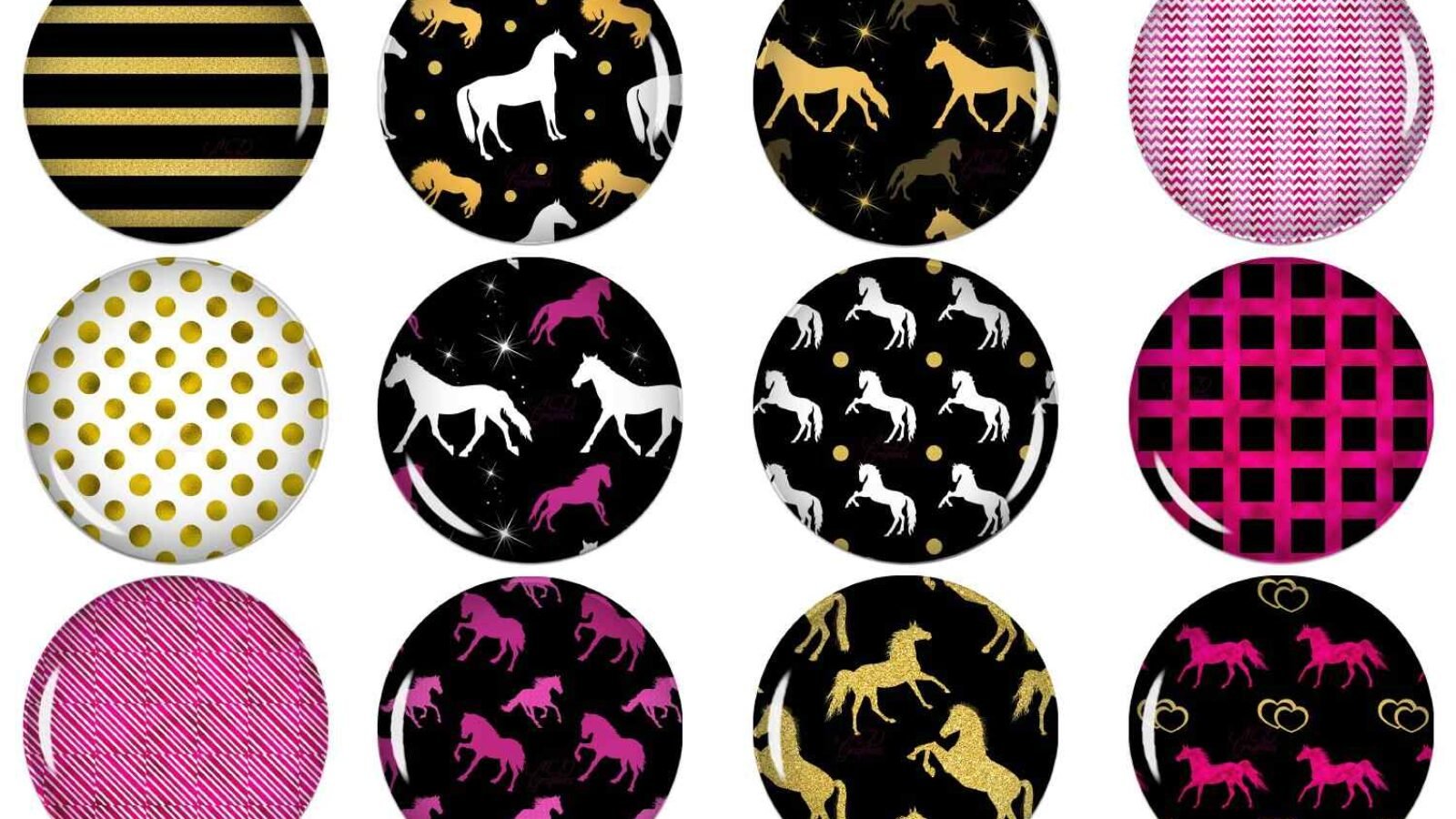Horses Circle Images Digital Collage Sheet