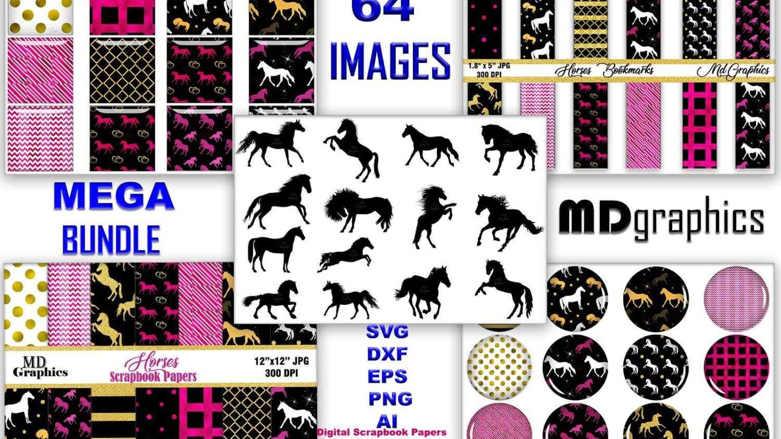 Horses Mega Bundle Digital Download Design For Crafts